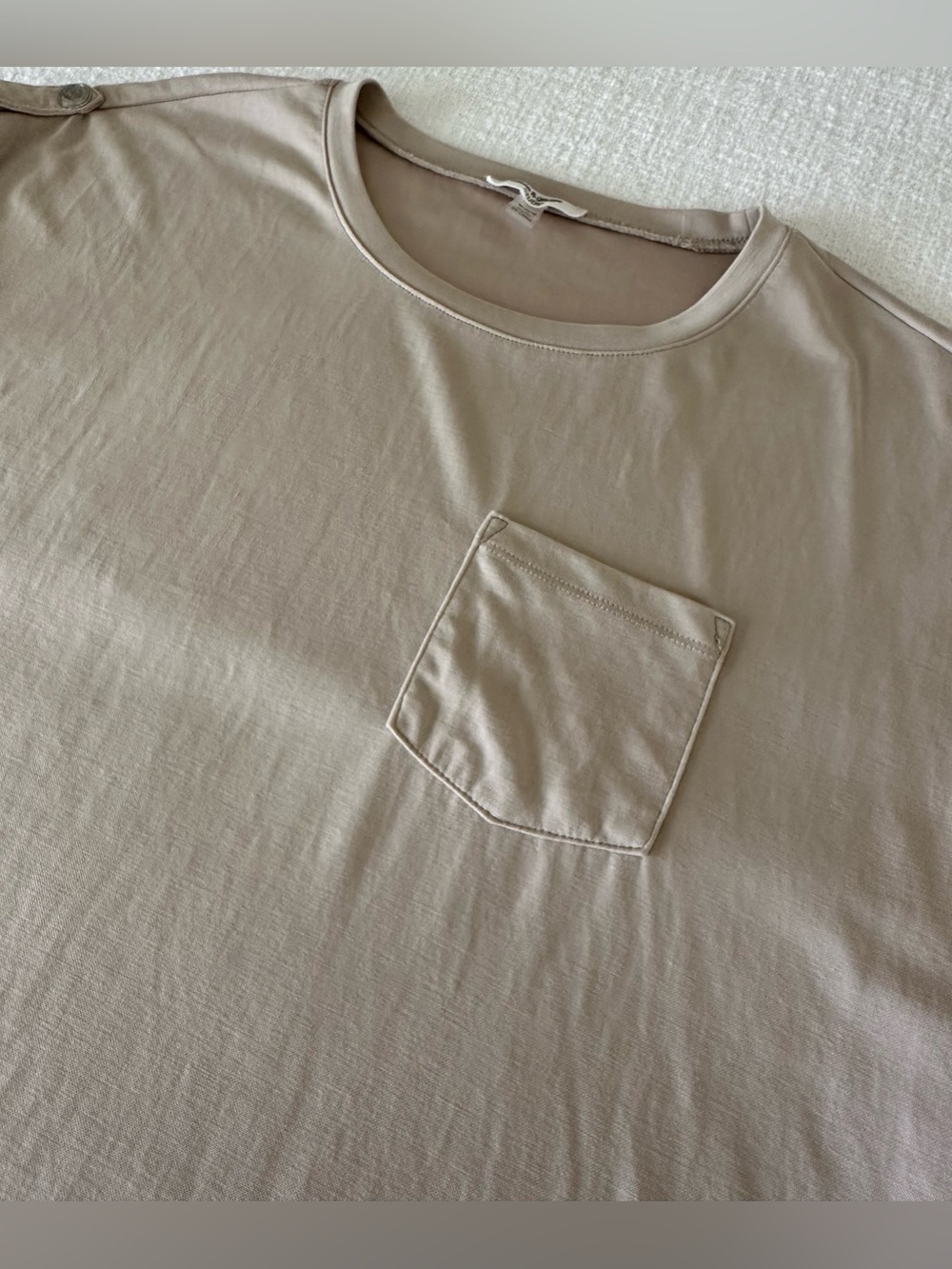 Cable and Gauge Beige Taupe Khaki Cap Short Sleeve Tee Shirt Blouse Medium - Picture 4 of 7